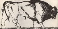 Jitka Válová, Bull, 1958. monotype. Válová Sisters Archive