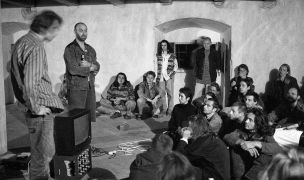 Jacques van Poppel, Performance in Granary, 1995, photo: Daniel Šperl 