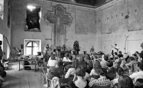 Alan Paivio, Martien Groeneveld, Erhart Hirt, Concert in Refectary, 1995, photo: Daniel Šperl